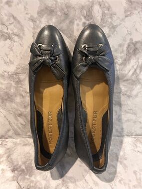 Robert Zur Black Bow Slip-On Ballet Flats